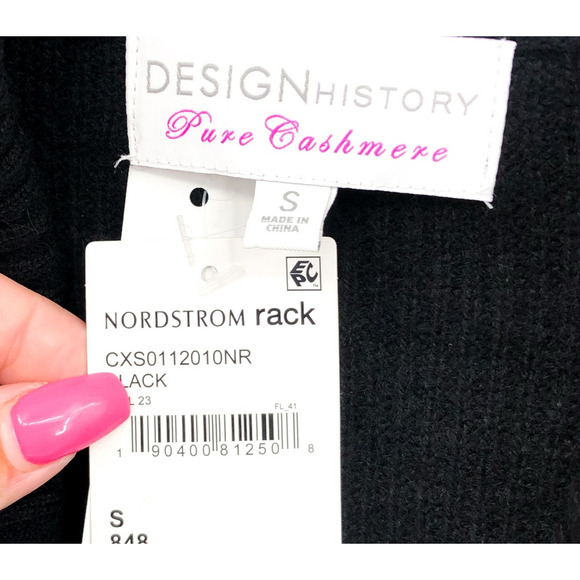 DESIGN HISTORY Womens Cashmere Sweater Small Black Shawl Collar Pullover NWT - Picture 7 of 9